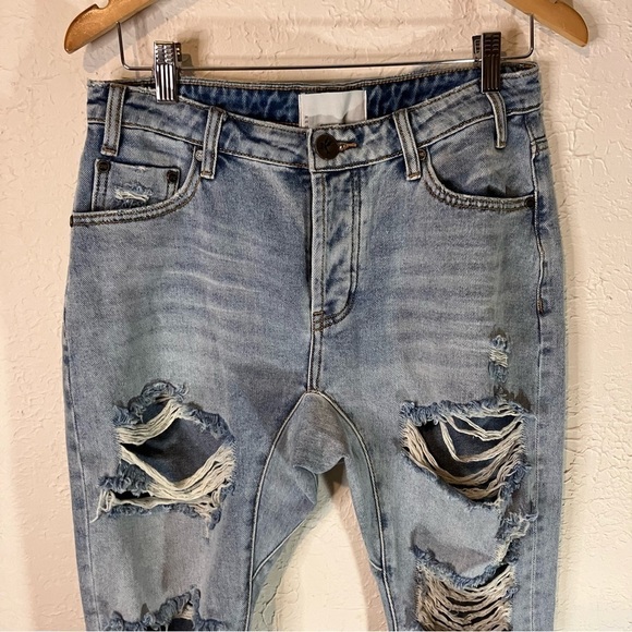 ONE Teaspoon Trashed Saints Boyfriend Jeans in Blue - Picture 3 of 11